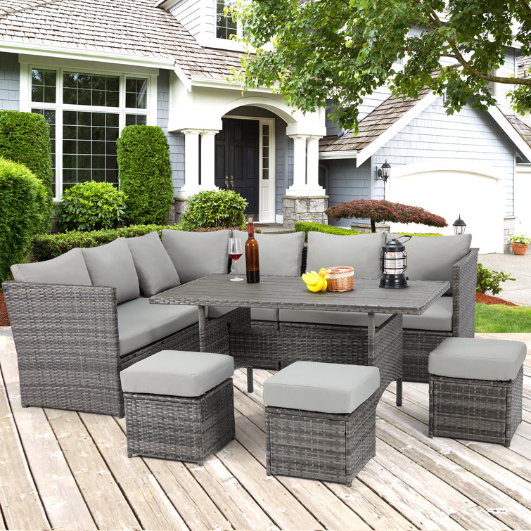 Latitude Run® Wicker/Rattan 9 Person Seating Group with Cushions